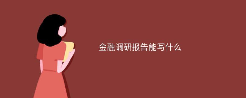 金融调研报告能写什么