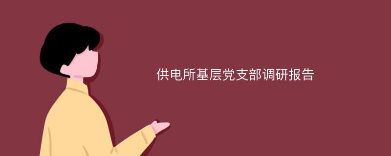 供电所基层党支部调研报告