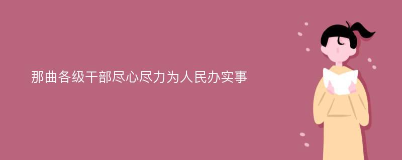 那曲各级干部尽心尽力为人民办实事