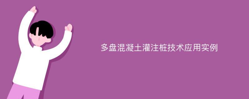 多盘混凝土灌注桩技术应用实例